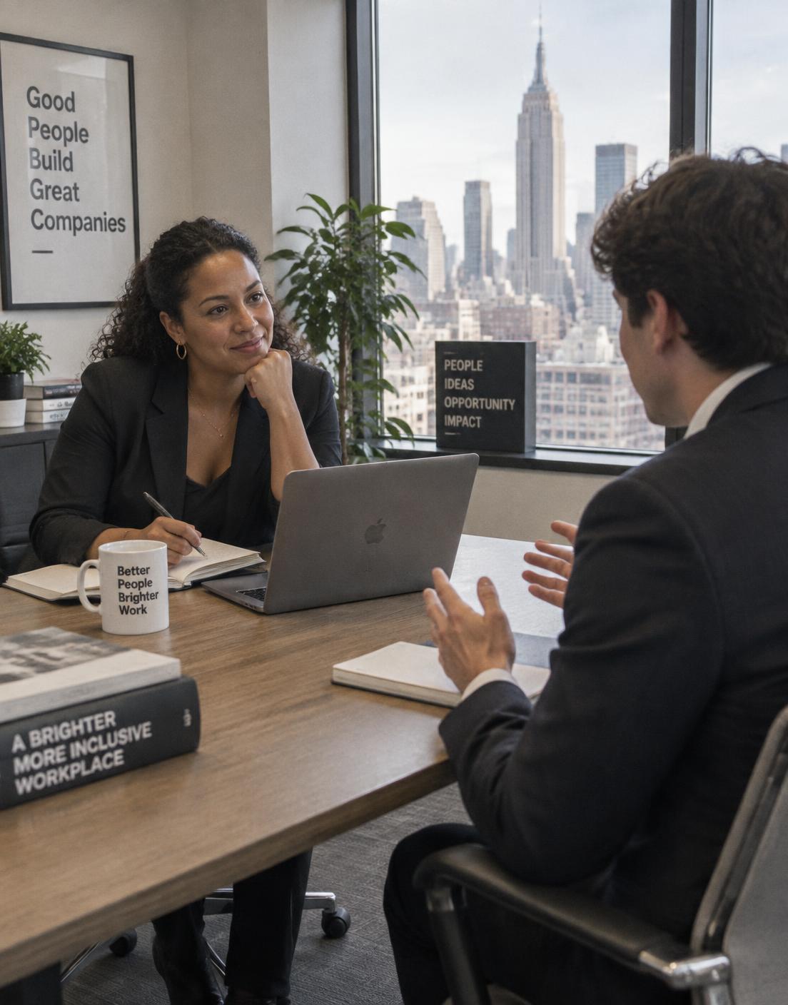 Interviewing a sales candidate in a Midtown office